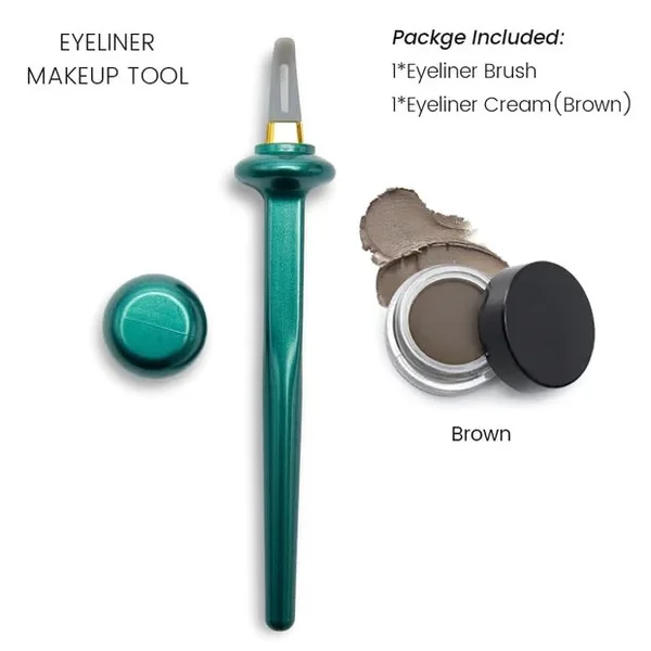 Eyeliner Set mit Creme | Gebogene Präzisionsspitze + rutschfester Griff | Wasserfest & langanhaltend | LuxeLine