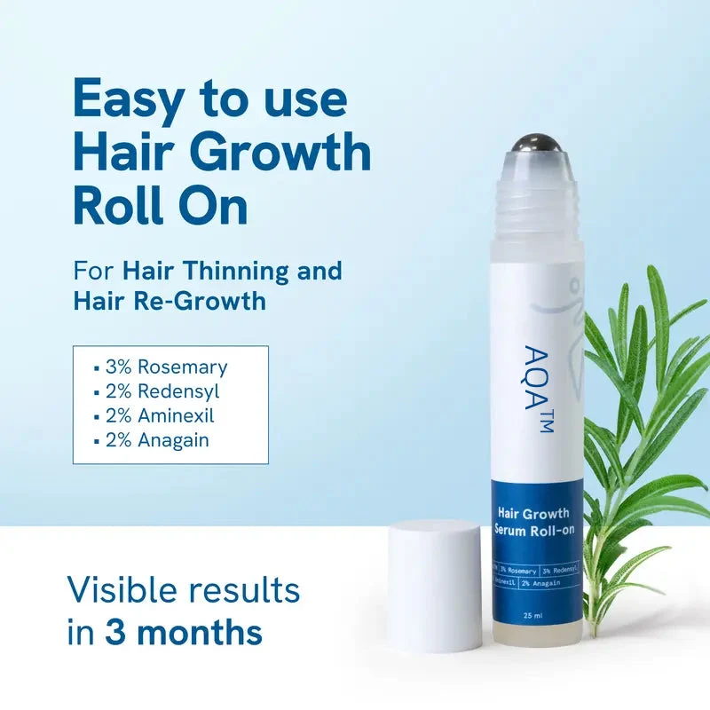 Haarserum gegen Haarausfall mit Edelstahl-Roller | Redensyl 3 % + Aminexil 2 % + Anagain 2 % | Für dünner werdende Haarpartien