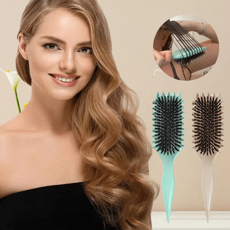 Lockenbürste für Definition & Volumen | Bounce-Curl Styling Brush mit flexiblen Borsten | Weniger Frizz, mehr definierte Lockenbündel | Für welliges & lockiges Haar