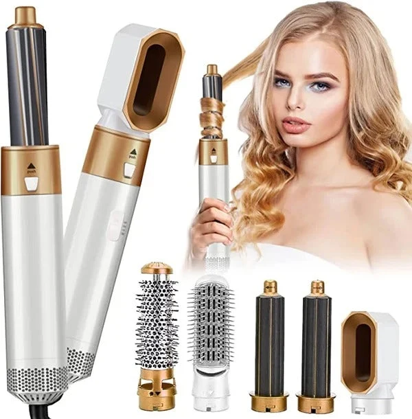 5-in-1 Haartrockner & Styling Bürste Set | Warmluft Styler für Glätten, Locken & Volumen | professioneller Haarstyler für Zuhause