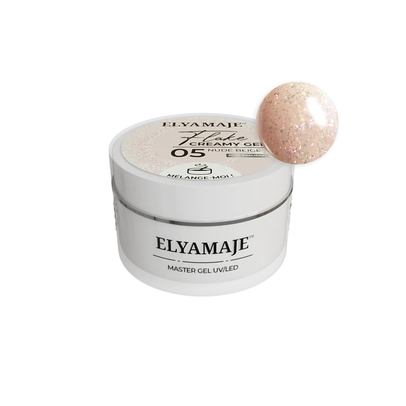 Nude Beige n°05 – Flake Creamy Gel – Gel de construction UV LED – ElyaMaje 20ml