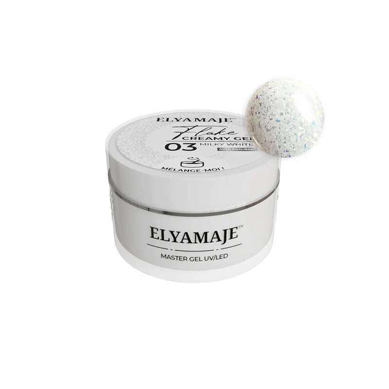 Milky White n°03 – Flake Creamy Gel – Gel de construction UV LED – ElyaMaje 20ml