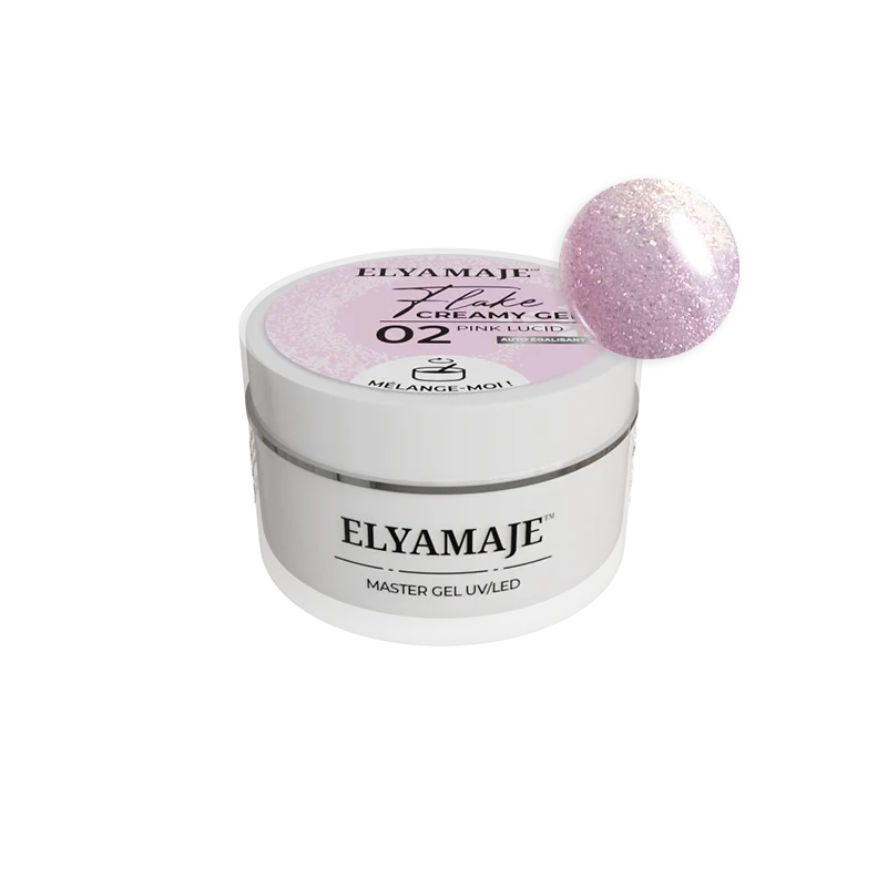 Pink Lucid n°02 – Flake Creamy Gel – Gel de construction UV LED – ElyaMaje 20ml