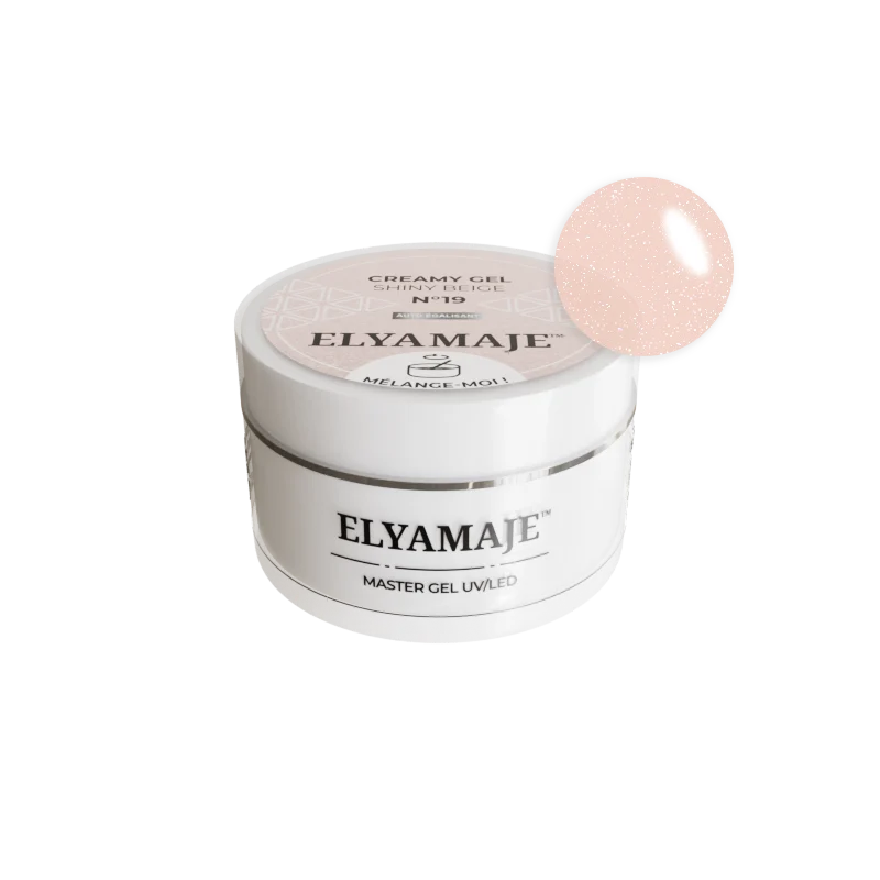 Shiny Beige n° 19 – Gel pailleté de construction – Creamy Gel UV LED – ElyaMaje 50ML