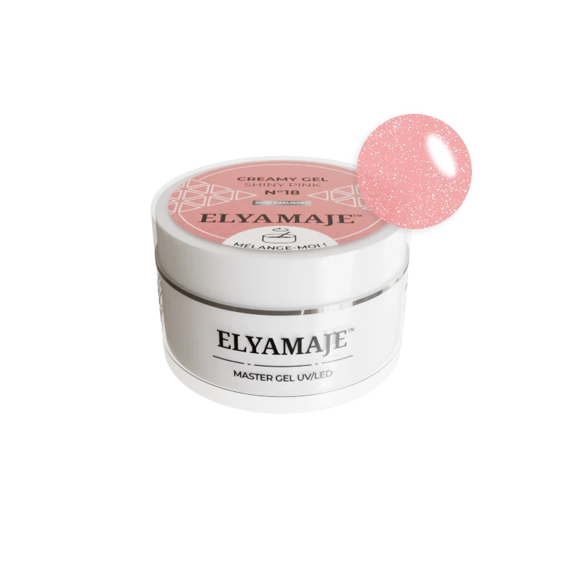 Shiny Pink n° 18 – Gel pailleté de construction – Creamy Gel UV LED – ElyaMaje 50ML
