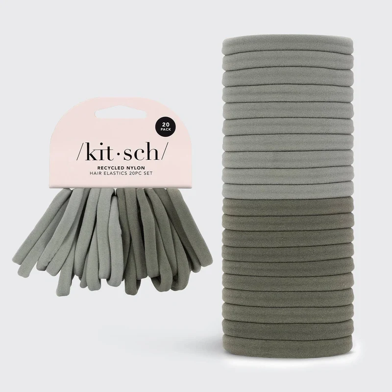 KITSCH 20 élastiques en nylon recyclé écologiques - Eucalyptus