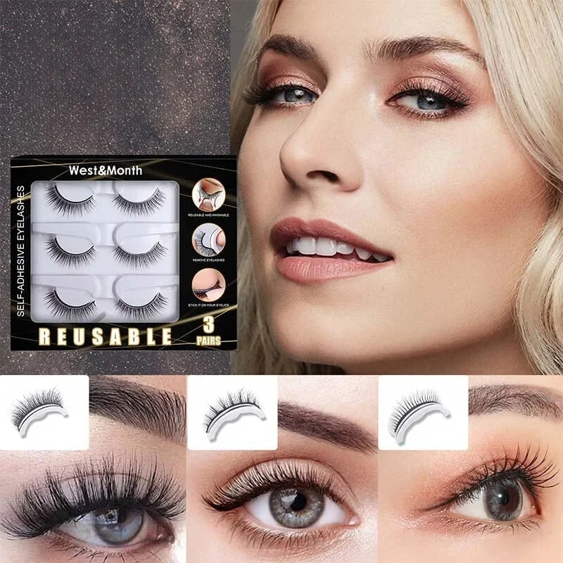 Selbstklebende Wimpern wiederverwendbar | Cat-Eye Effekt mit natürlichem Volumen | Waschbar & hautfreundlich | Ohne Kleber & Eyeliner