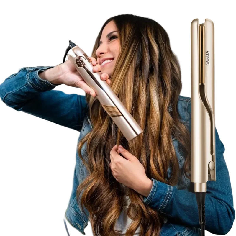 2-in-1-Haarstyler als Glätteisen & Lockenstab | Keramikplatten mit Ionen-Technologie | 140–220 °C für Reisen