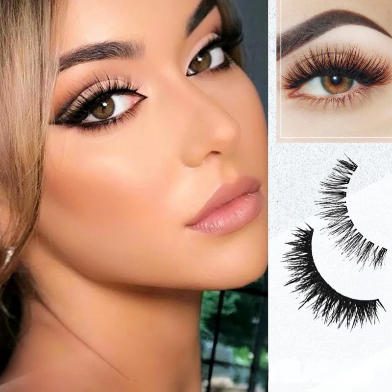 Selbstklebende Wimpern wiederverwendbar & wasserfest | Natürliches Volumen aus Synthetikfaser | Ohne Kleber | 1–5 Paar