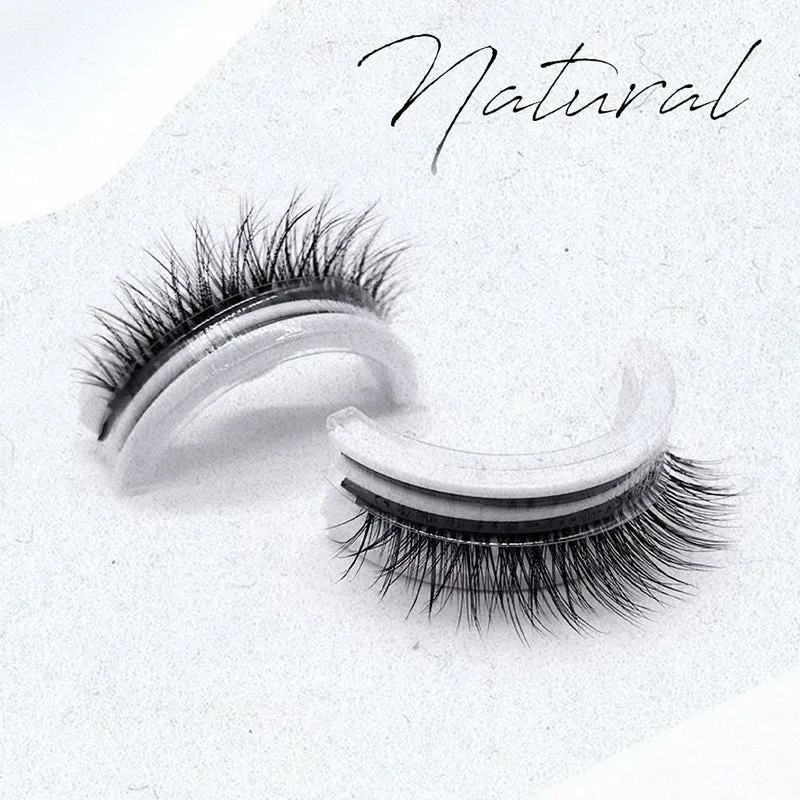 Selbstklebende Wimpern wiederverwendbar & wasserfest | Natürliches Volumen aus Synthetikfaser | Ohne Kleber | 1–5 Paar