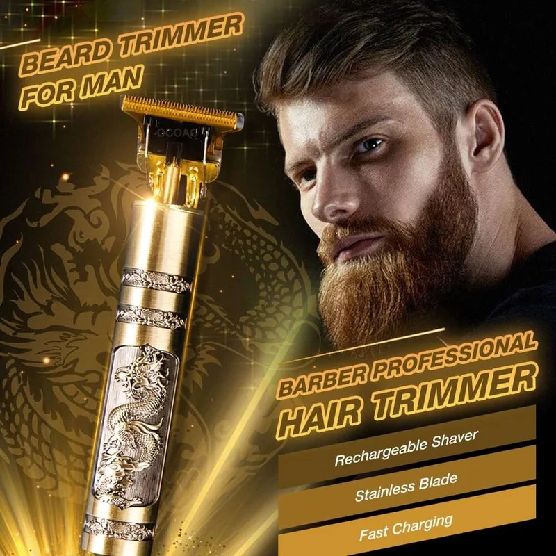 Elektrischer Haartrimmer mit Titan- & Edelstahlklingen | LCD-Display & 1200mAh Akku | Wasserdicht | Für Bart, Konturen & Kopf