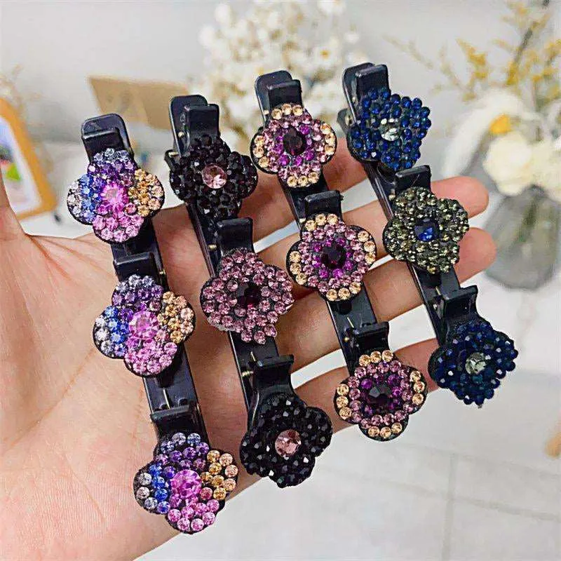 Kristallverzierte Haarspangen 4er-Set | Elegantes Haaraccessoire für schnelle Frisuren | Sicherer Halt | Für Alltag & Events