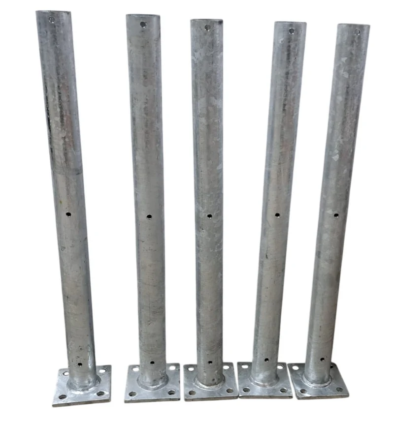 Rohrpfosten mit Fussplatte 5 Stk., Höhe 65 cm, für Diagonalgeflecht Höhe 60 cm