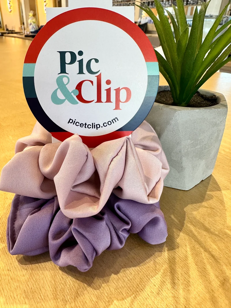 Duo de CHOUCHOUX rose pâle satin et lilas satin