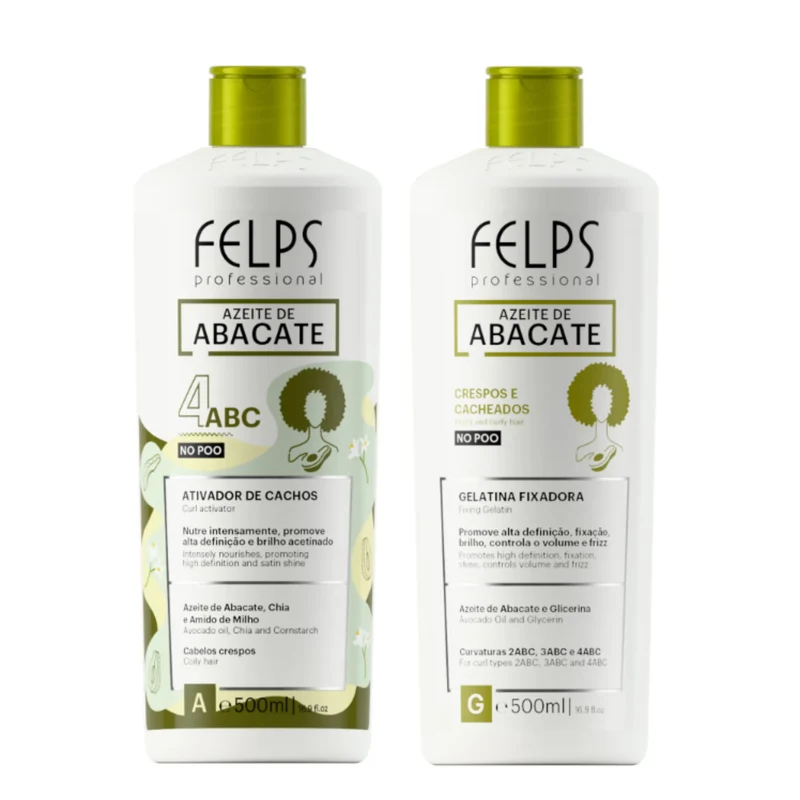 Kit activateur de boucles à l'huile d'avocat 4ABC + Gélatine 500 ml