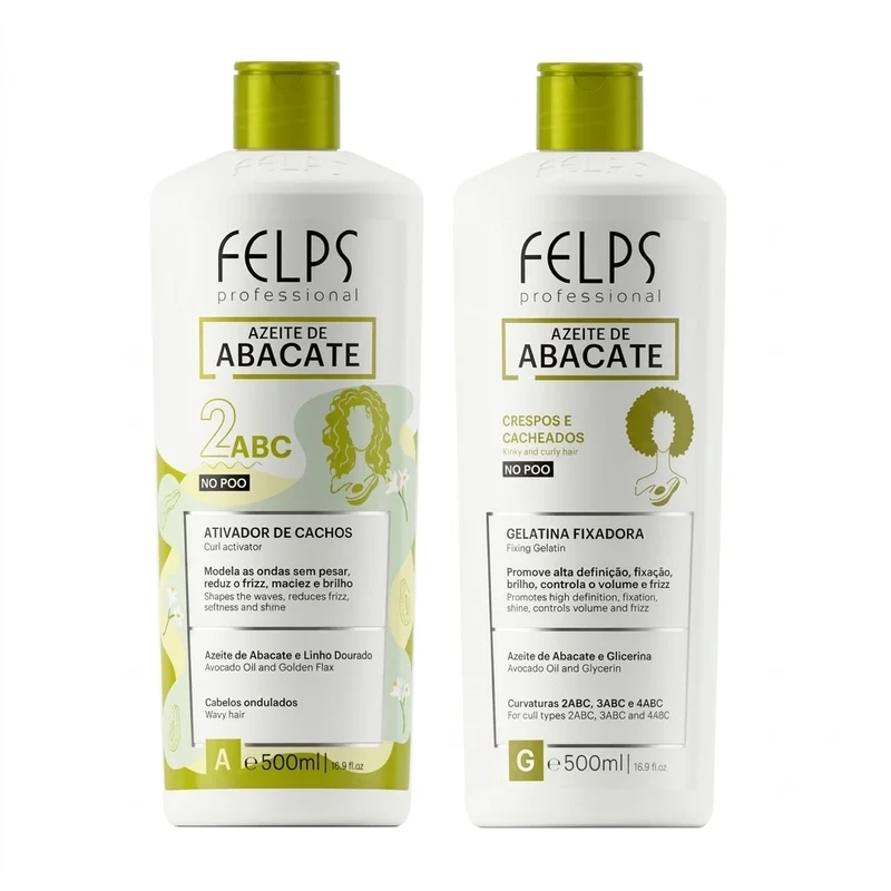 Kit activateur de boucles à l'huile d'avocat 2ABC + Gélatine 500 ml
